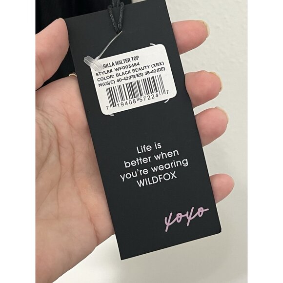 NWT Wildfox Amarilla Halter Top In Black Beauty Size Medium - Picture 4 of 14